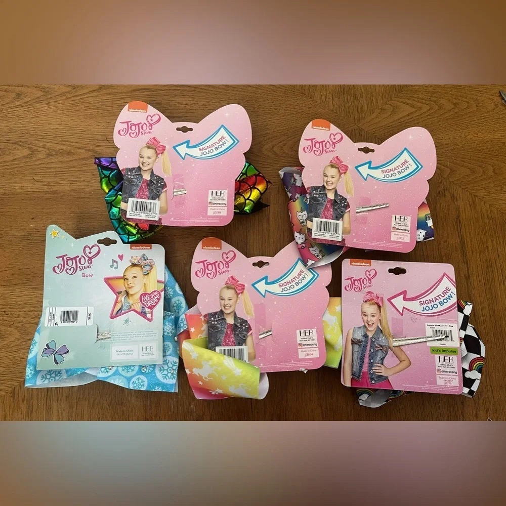 Nwt JoJo siwa bundle lot 7” hair bows 5 total snowflake unicorn rainbow